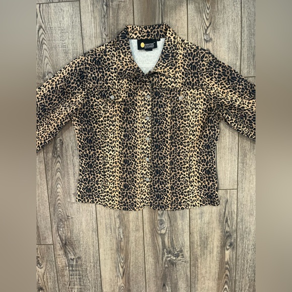 Christine Alexander XL Leopard Print Jacket w/ Rhinestones & Rhinestone Buttons - Picture 2 of 11